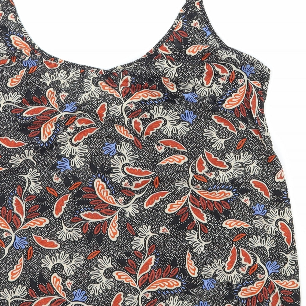 H&M Womens Black Paisley Polyester Basic Tank Size M Round Neck
