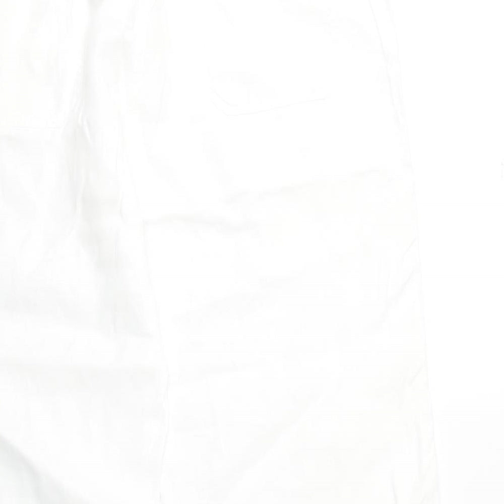 Marks and Spencer Womens White Cotton Cropped Trousers Size 16 Regular Drawstring