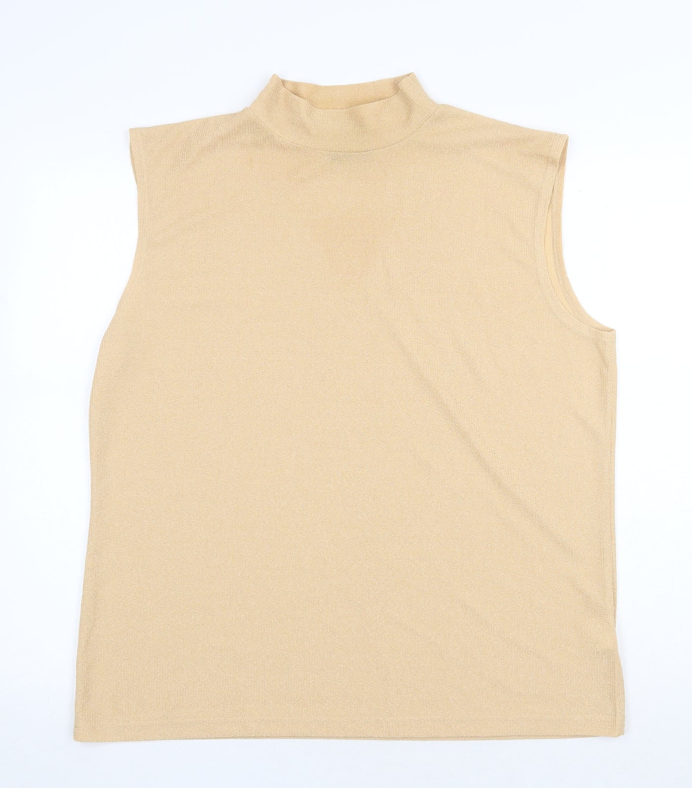 Canda Womens Beige Polyester Basic Tank Size XL High Neck