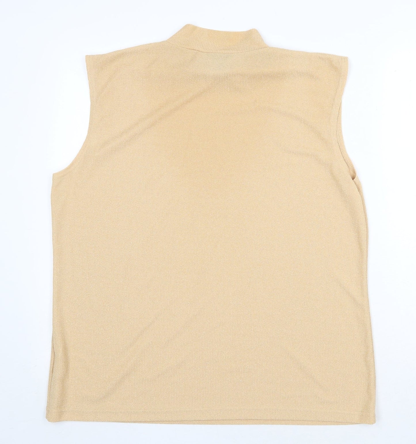 Canda Womens Beige Polyester Basic Tank Size XL High Neck