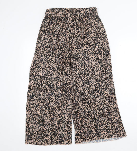 Very Womens Beige Animal Print Polyester Trousers Size 8 Regular