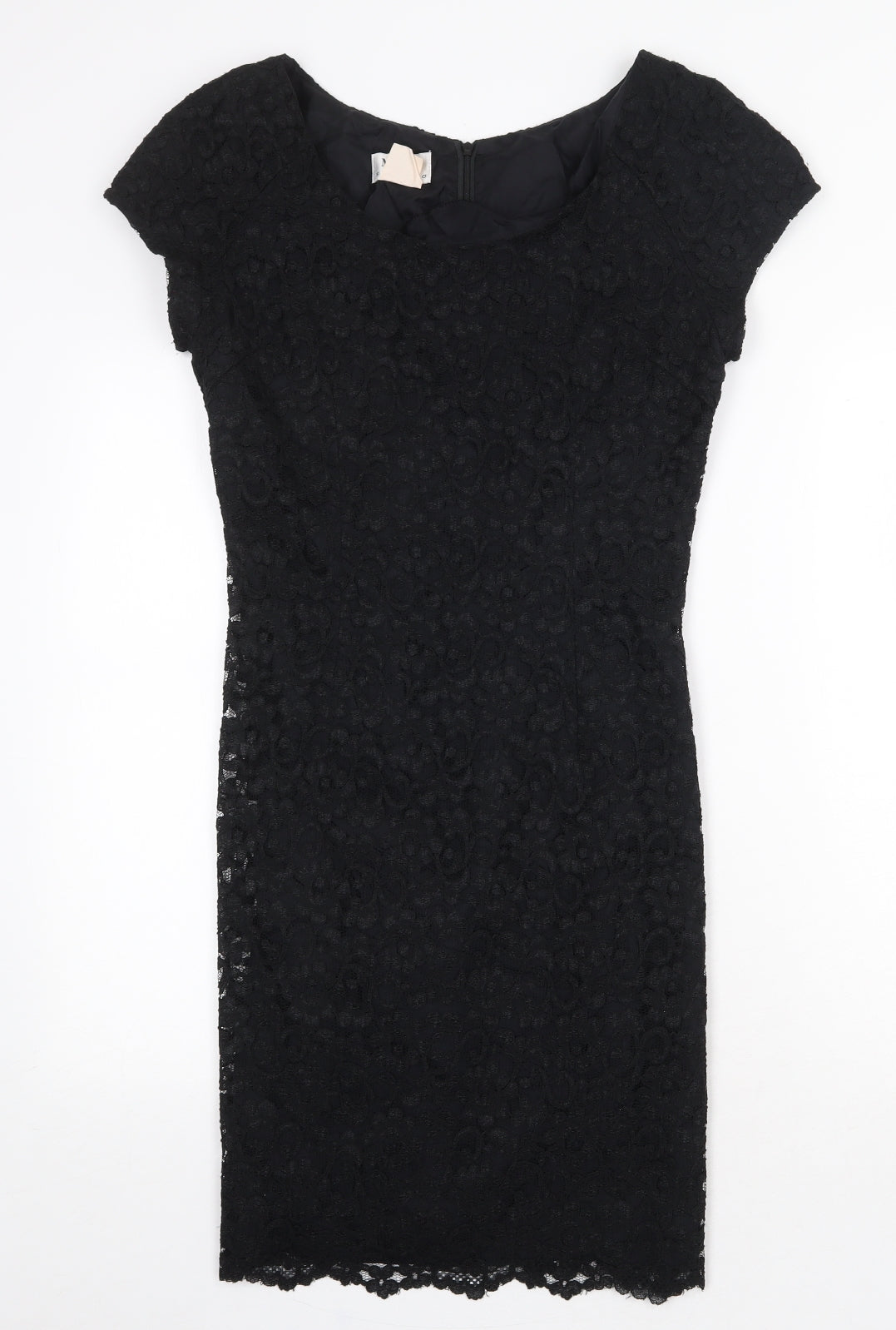 MJW Studio Womens Black Polyester Bodycon Size 8 Boat Neck Zip