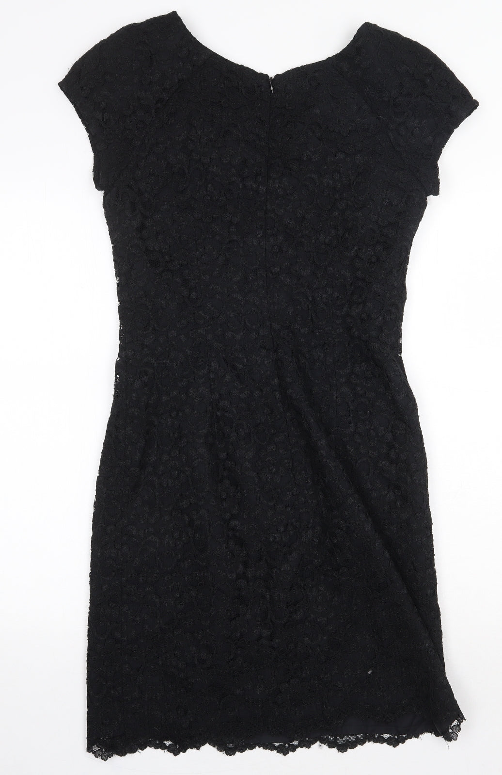 MJW Studio Womens Black Polyester Bodycon Size 8 Boat Neck Zip