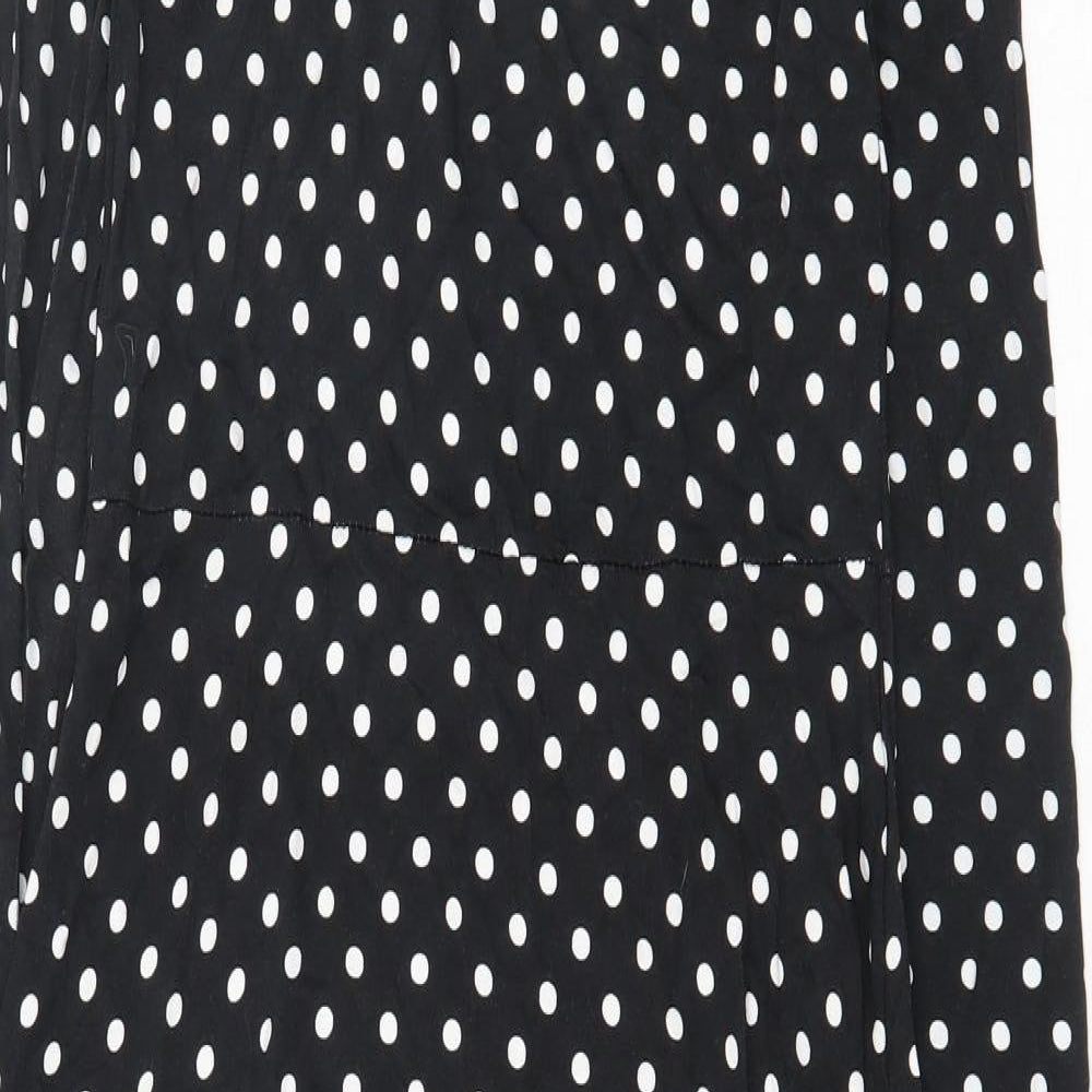 New Look Womens Black Polka Dot Viscose A-Line Size 8 Scoop Neck Pullover