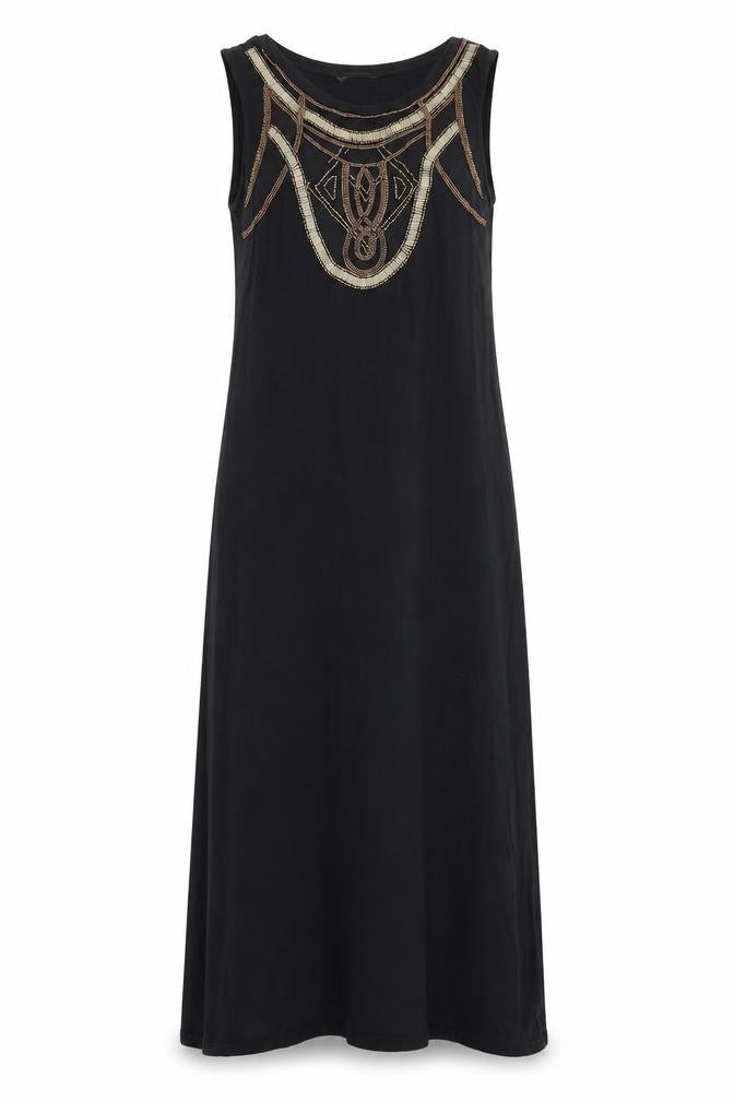 Marks and Spencer Womens Black Viscose Maxi Size 10 Boat Neck Pullover