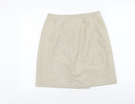 Preworn Womens Beige Polyester Straight & Pencil Skirt Size 29 in Button