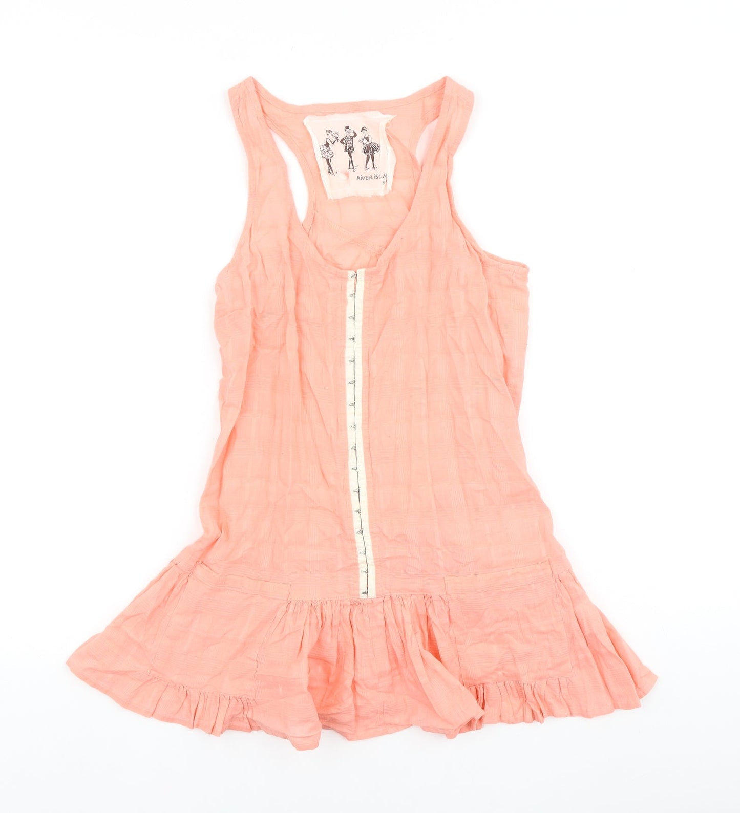River Island Womens Pink Cotton Basic Tank Size 8 Round Neck