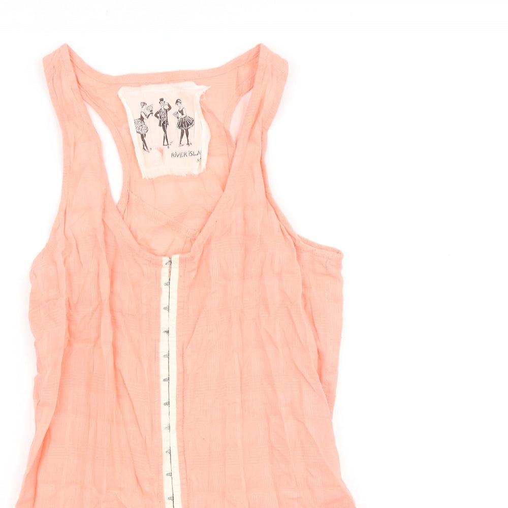 River Island Womens Pink Cotton Basic Tank Size 8 Round Neck
