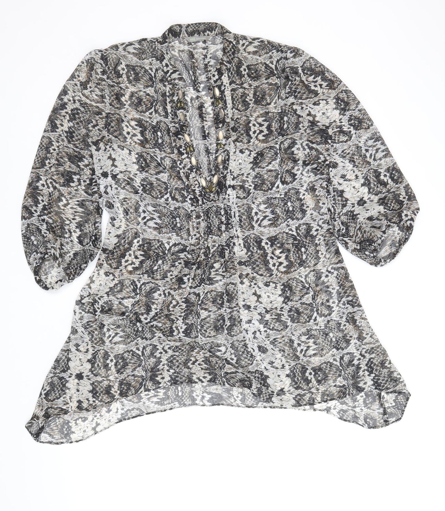 Marks and Spencer Womens Multicoloured Animal Print Polyacrylate Fibre Shirt Dress Size 12 V-Neck Pullover