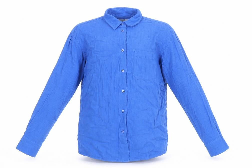 Marks and Spencer Boys Blue 100% Cotton Basic Button-Up Size 8-9 Years Collared Button
