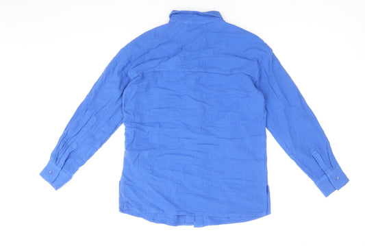 Marks and Spencer Boys Blue 100% Cotton Basic Button-Up Size 8-9 Years Collared Button