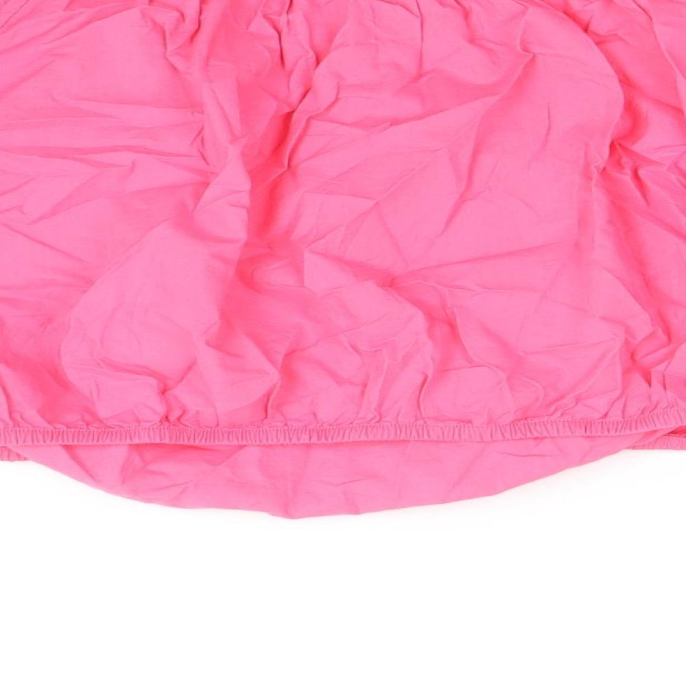 Marks and Spencer Womens Pink Geometric 100% Cotton Cropped Blouse Size 20 Off the Shoulder
