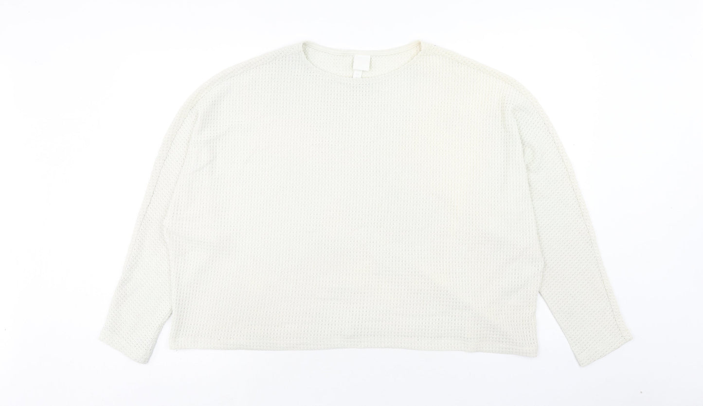 H&M Womens Ivory Round Neck Polyester Pullover Jumper Size L