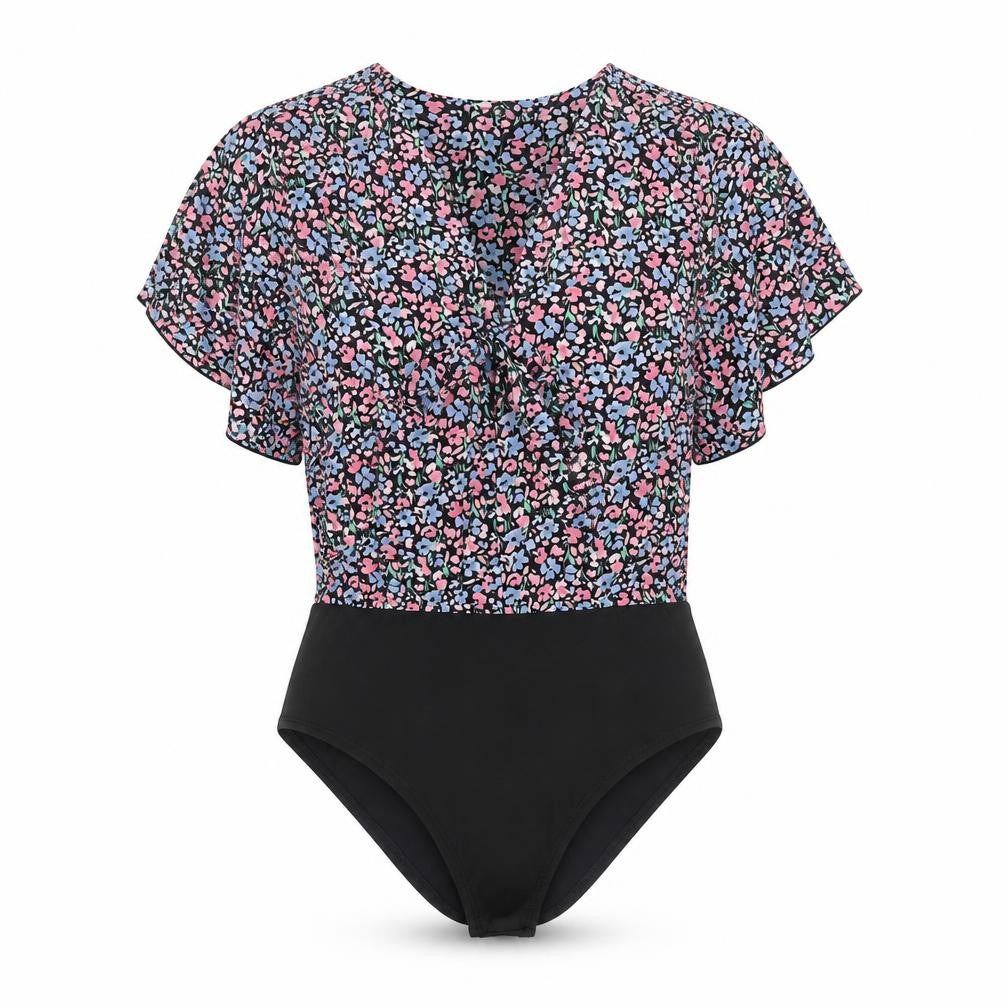 Boohoo Womens Multicoloured Floral Polyester Bodysuit One-Piece Size 6 Snap