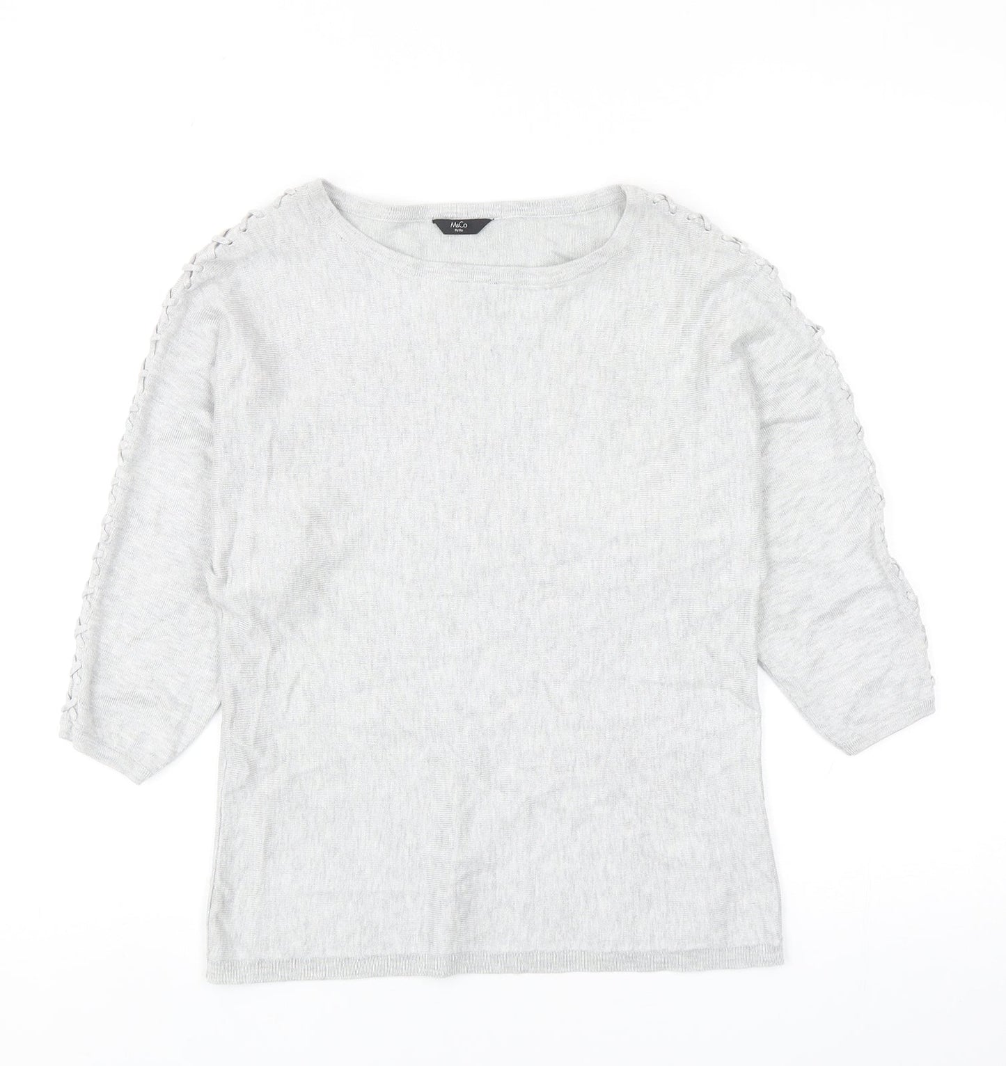 M&Co Womens Grey Round Neck Viscose Pullover Jumper Size 8