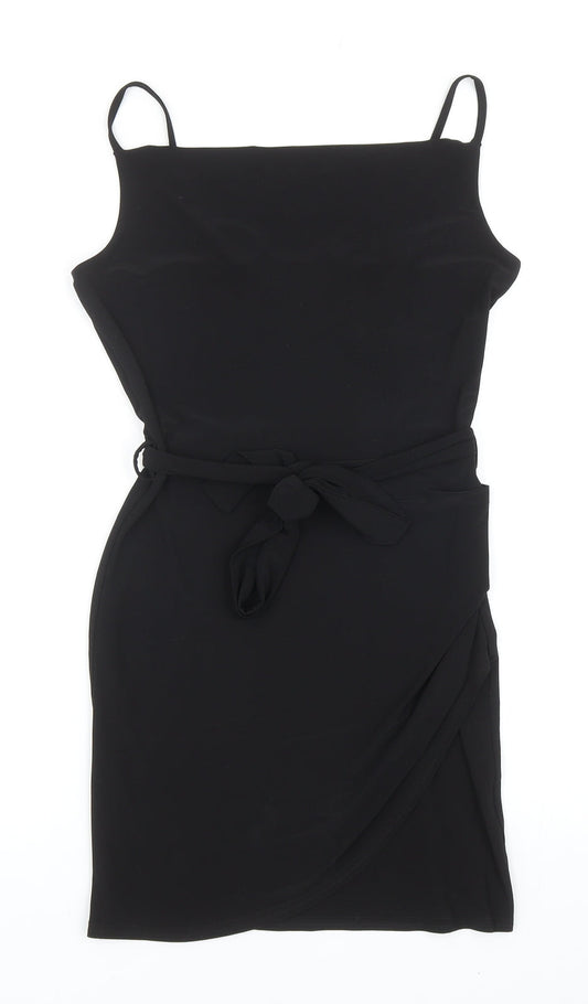 Love Womens Black Polyester Slip Dress Size S Square Neck Pullover