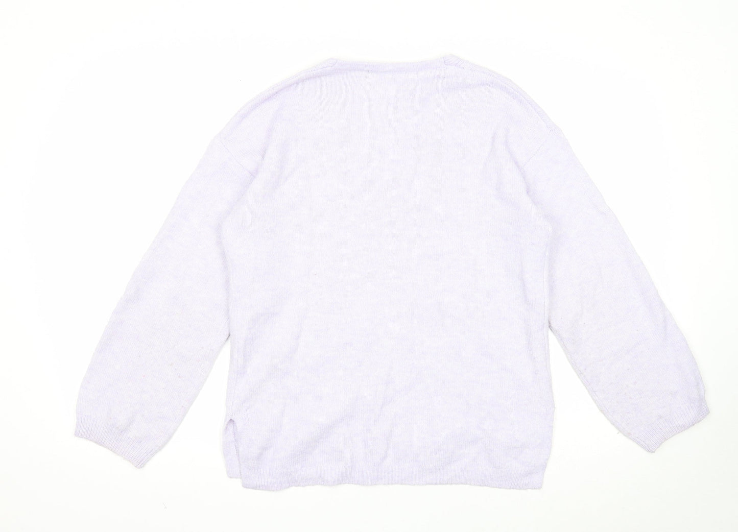 Marks and Spencer Womens Purple V-Neck Acrylic Pullover Jumper Size S