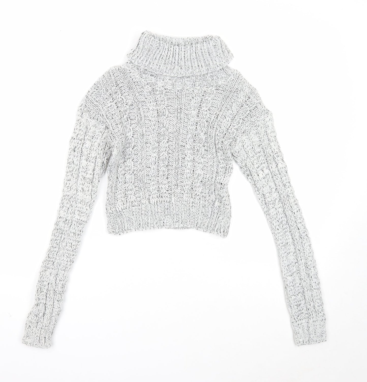Q10 Collection Womens White Roll Neck Acrylic Pullover Jumper Size M