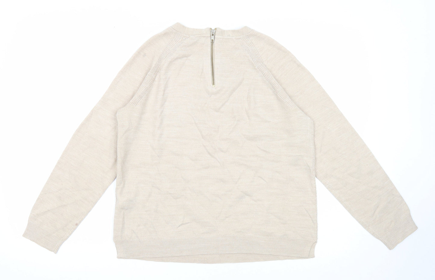 Marks and Spencer Womens Beige Roll Neck Acrylic Pullover Jumper Size 12