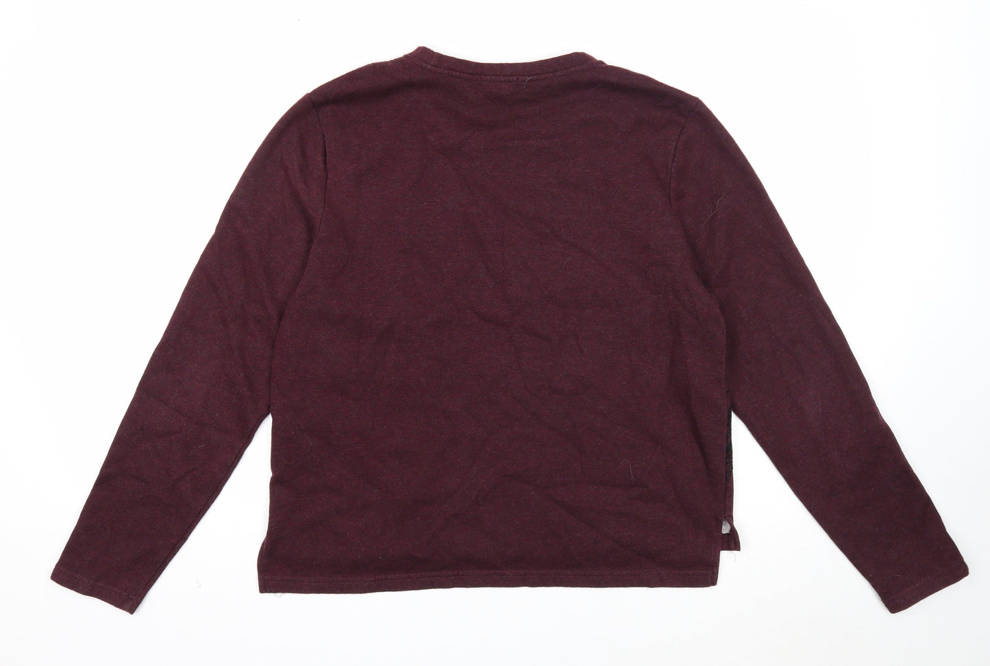 Amisu Womens Purple Round Neck Cotton Pullover Jumper Size XL