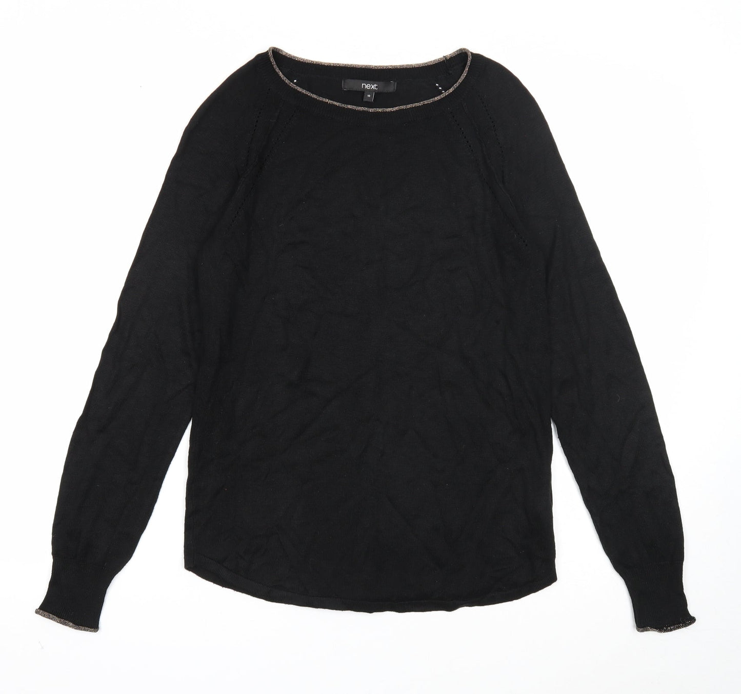 NEXT Womens Black Round Neck Viscose Pullover Jumper Size 10