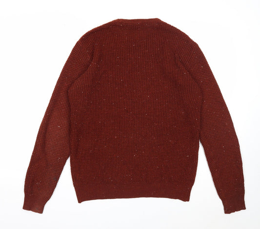 Cedar Wood State Mens Brown Round Neck Acrylic Pullover Jumper Size S Long Sleeve