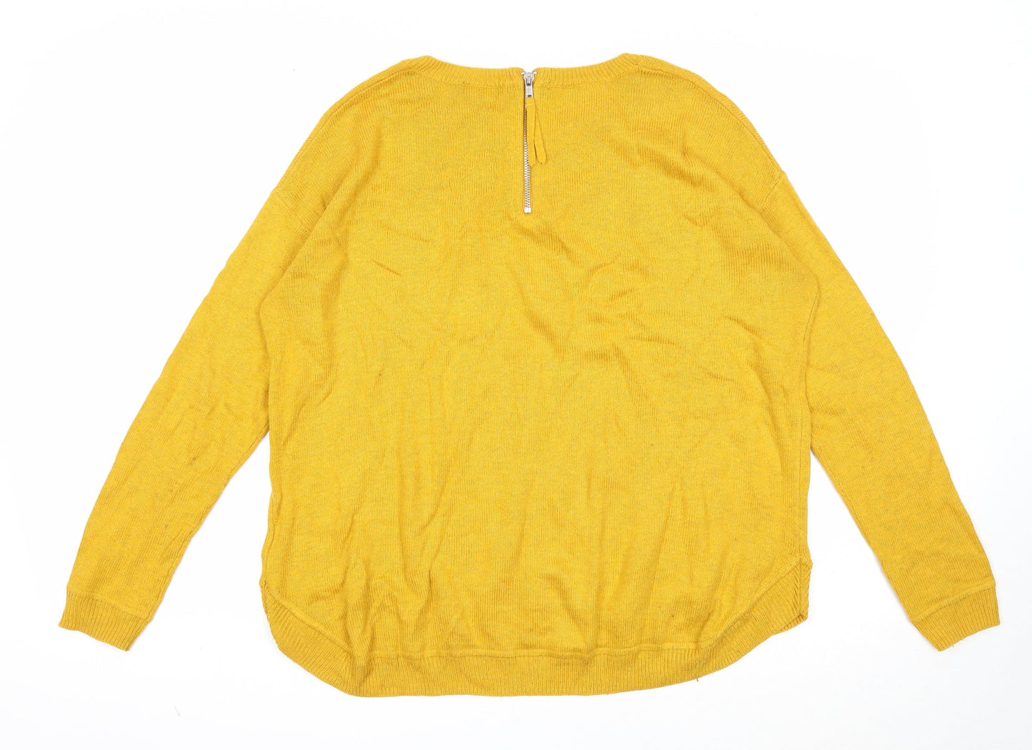 H&M Womens Yellow Round Neck Acrylic Pullover Jumper Size M