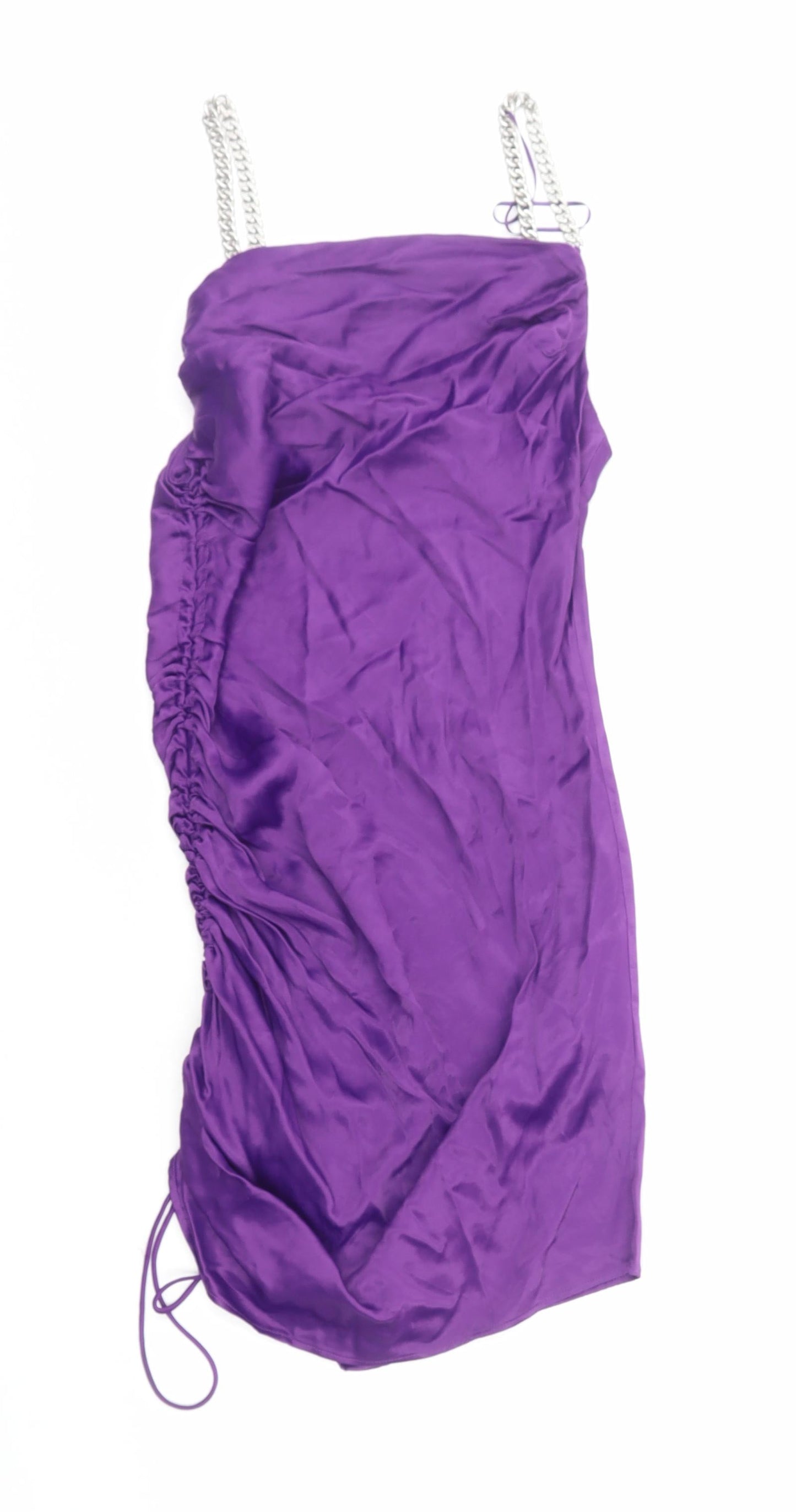 Zara Womens Purple Polyester Sheath Size S Cowl Neck Pullover - Chain Straps