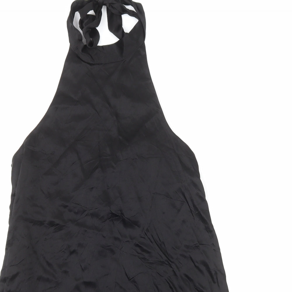 Zara Womens Black Polyester Trapeze & Swing Size S Halter Button