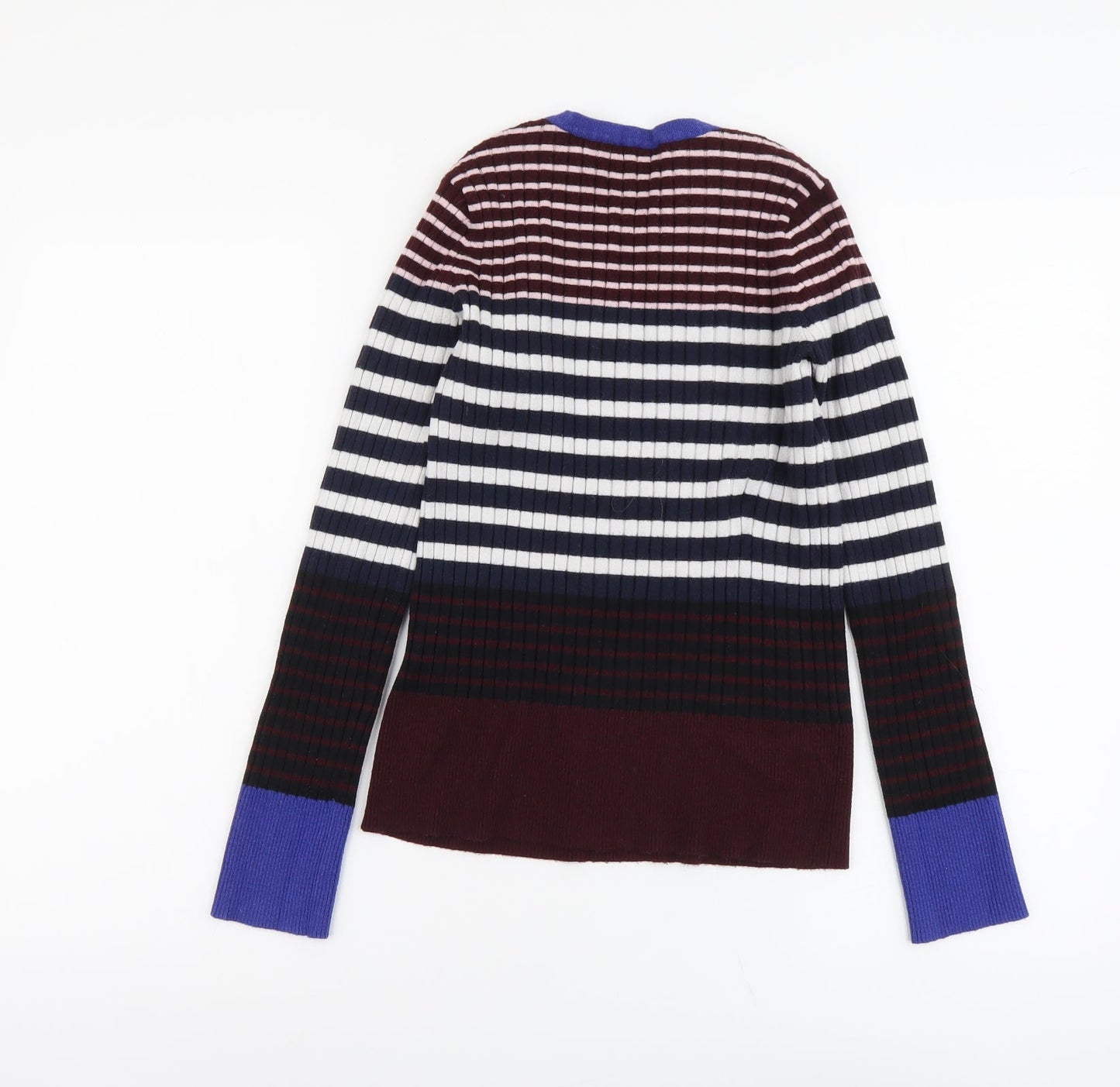 Warehouse Womens Multicoloured Round Neck Striped Viscose Pullover Jumper Size 12