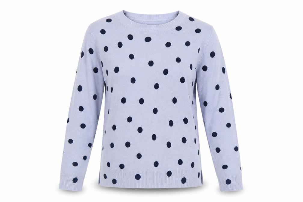 Marks and Spencer Womens Blue Roll Neck Polka Dot Acrylic Pullover Jumper Size 12