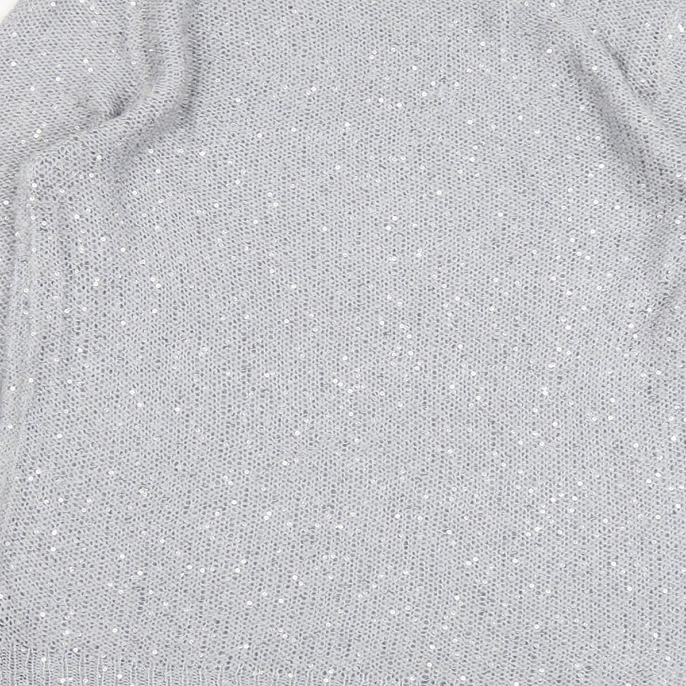 Marks and Spencer Womens Grey Scoop Neck Polyester Pullover Jumper Size 14