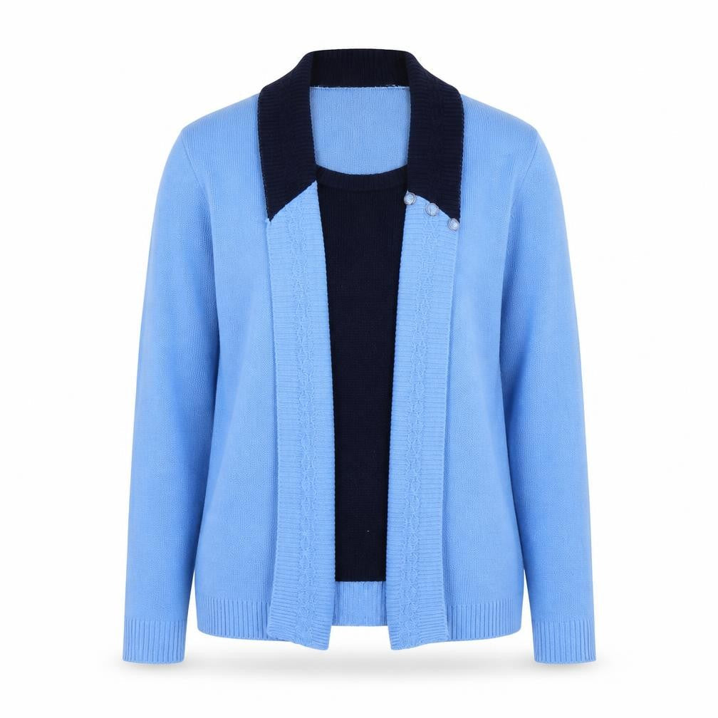 Pure&Natural Womens Blue V-Neck Acrylic Cardigan Jumper Size M
