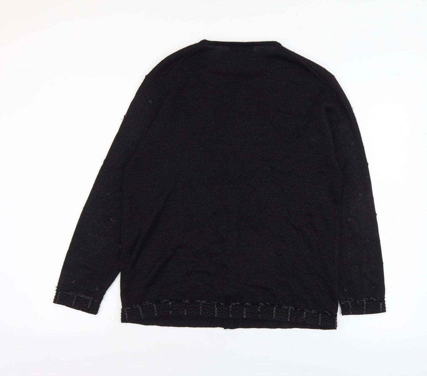 Jumper Womens Black Round Neck Acrylic Cardigan Jumper Size M