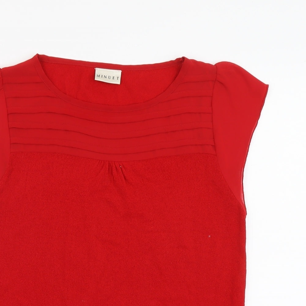 Minuet Womens Red Round Neck Acrylic Pullover Jumper Size 12