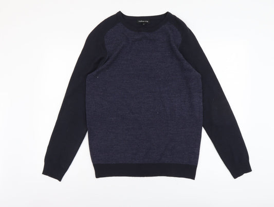 Red Herring Mens Blue Round Neck Acrylic Pullover Jumper Size S