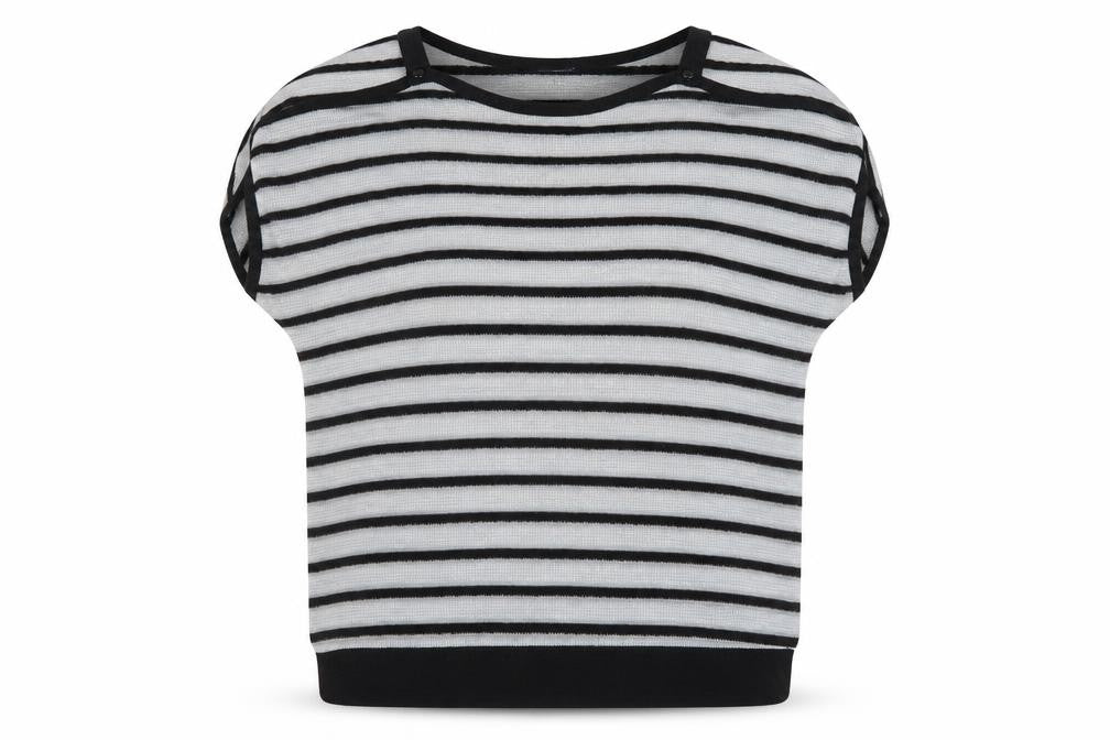 Samya Womens Grey Round Neck Striped Polyester Pullover Jumper Size 20