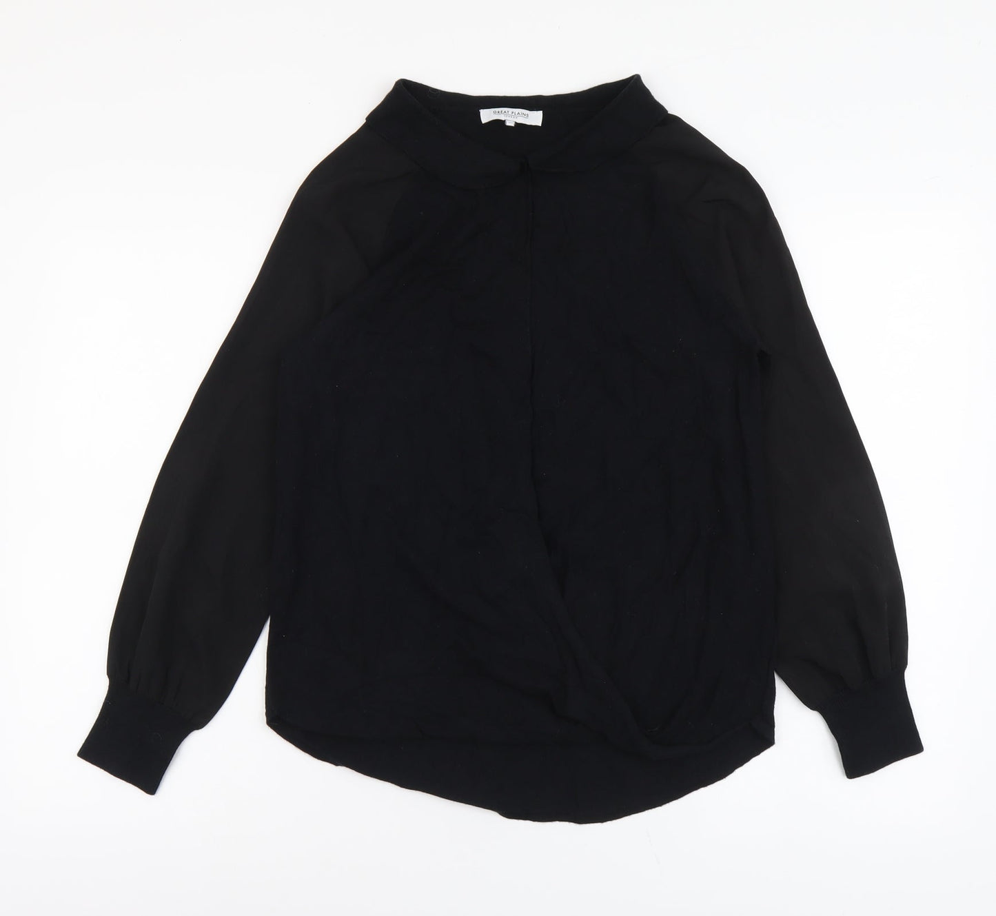 Great Plains Womens Black Round Neck Viscose Pullover Jumper Size XS - Collar