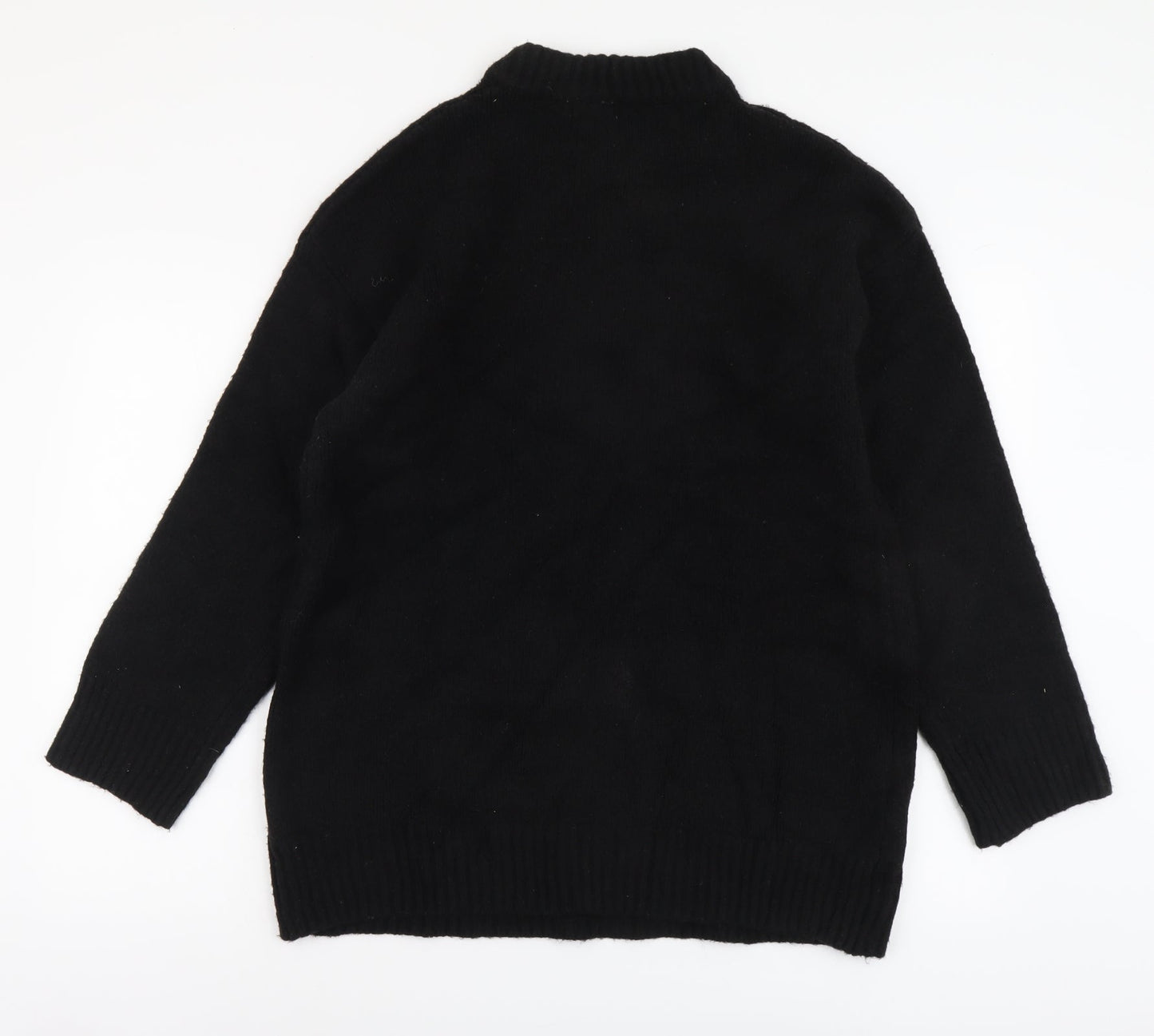 Bershka Womens Black Mock Neck Acrylic Pullover Jumper Size XS