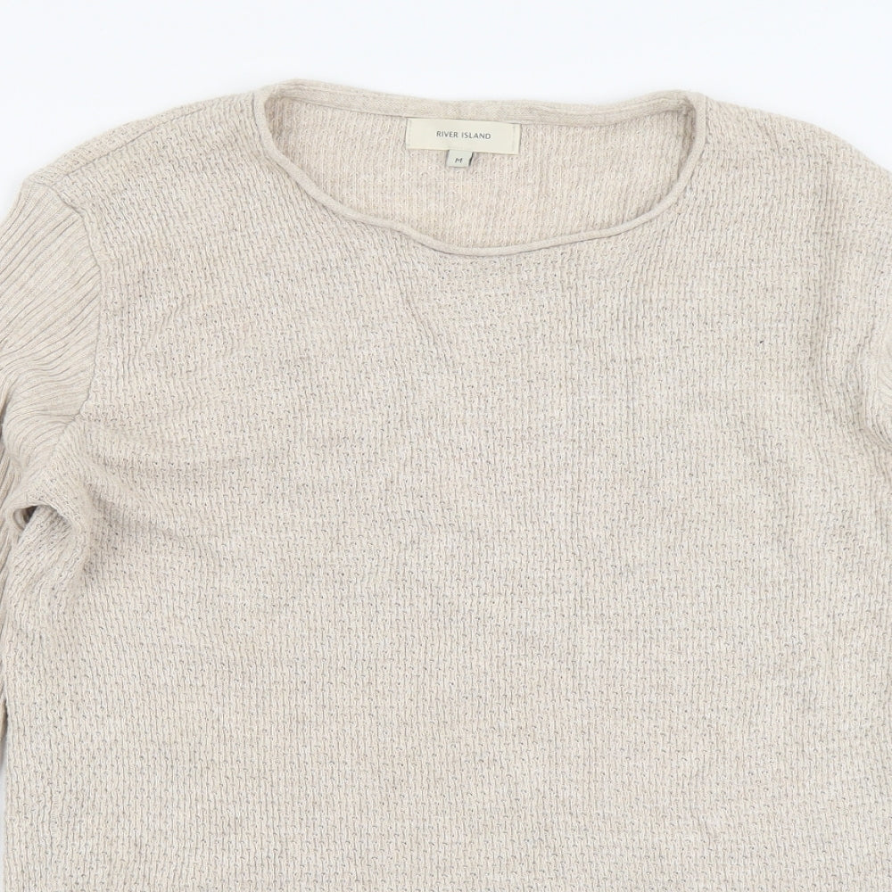 River Island Womens Pink Round Neck Acrylic Pullover Jumper Size M
