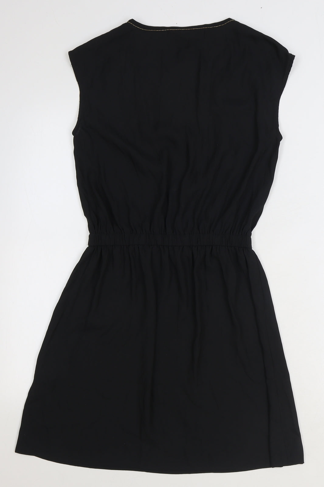 H&M Womens Black Polyester Fit & Flare Size 6 V-Neck Pullover