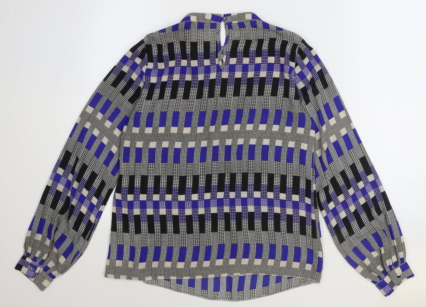 Dorothy Perkins Womens Blue Geometric Polyester Basic Blouse Size 12 Round Neck