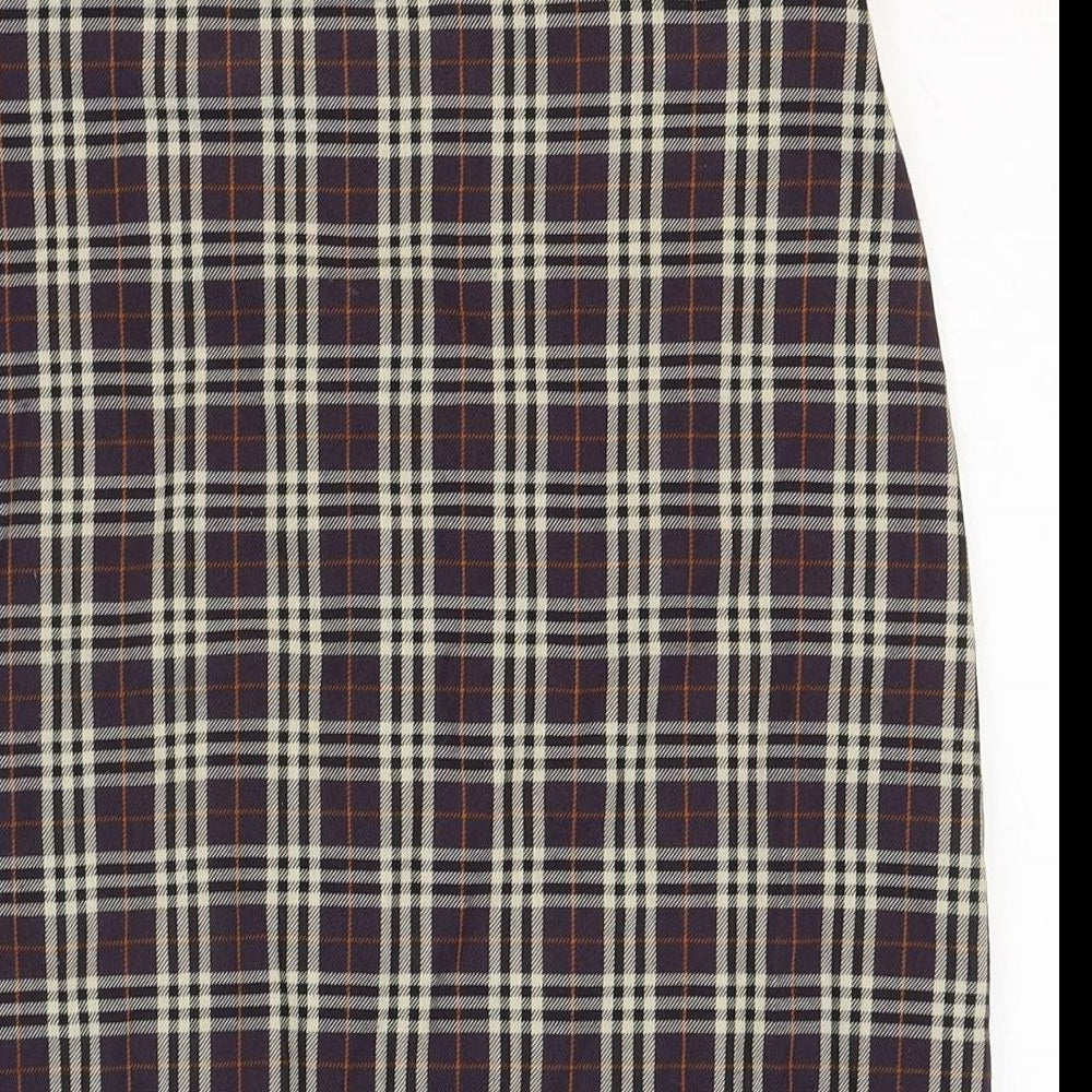 United Colours of Benetton Womens Multicoloured Plaid Viscose Straight & Pencil Skirt Size 12 Zip