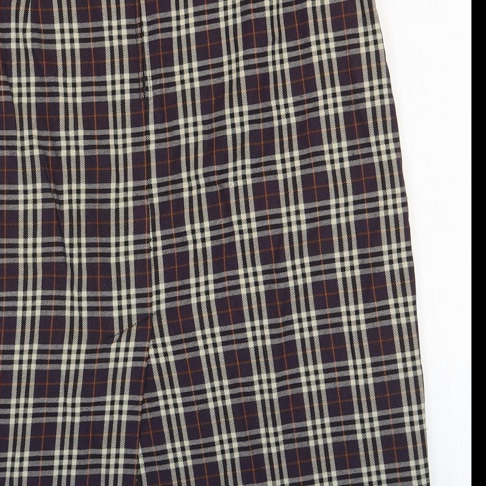 United Colours of Benetton Womens Multicoloured Plaid Viscose Straight & Pencil Skirt Size 12 Zip