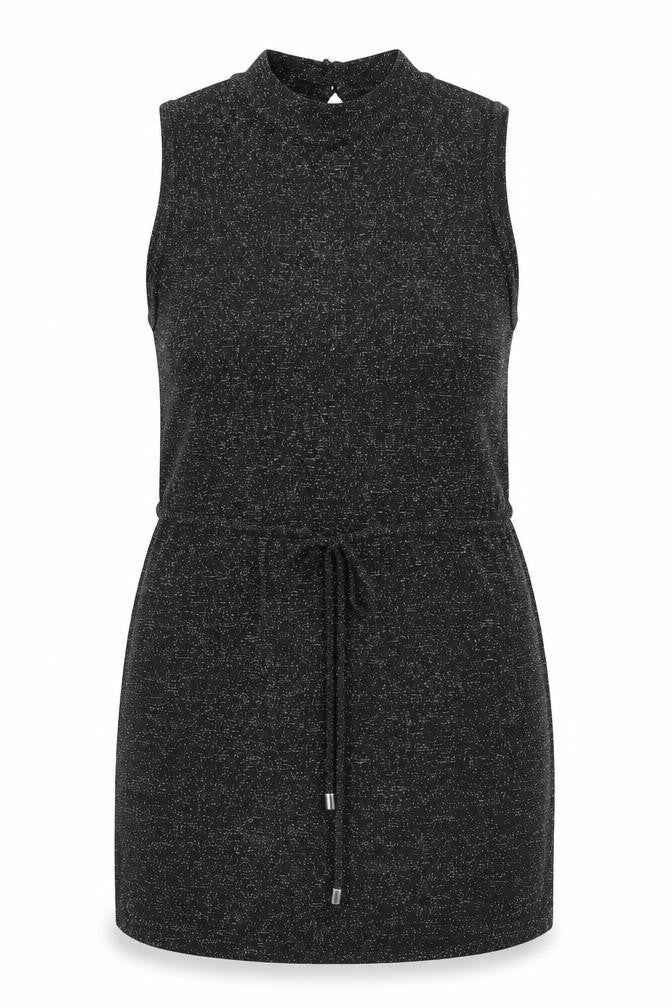 Dorothy Perkins Womens Black Polyester Mini Size 8 Mock Neck Button