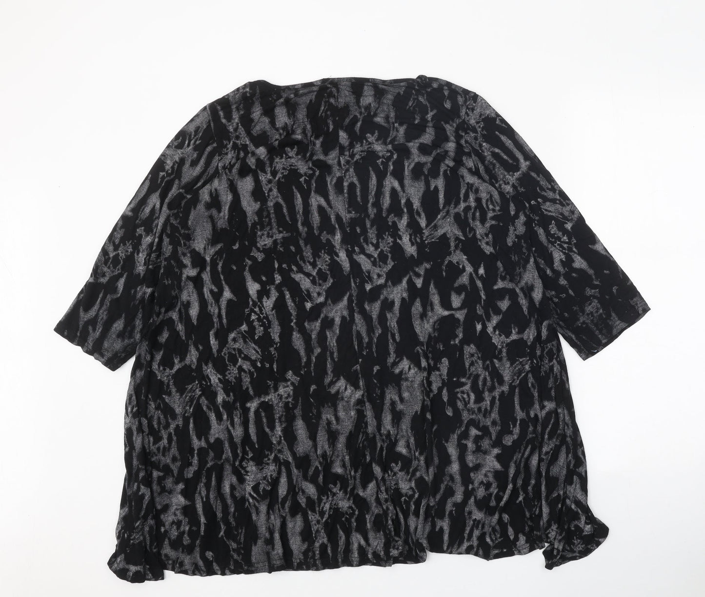 Style Plus Womens Black Geometric Viscose Basic Blouse Size 2XL Boat Neck