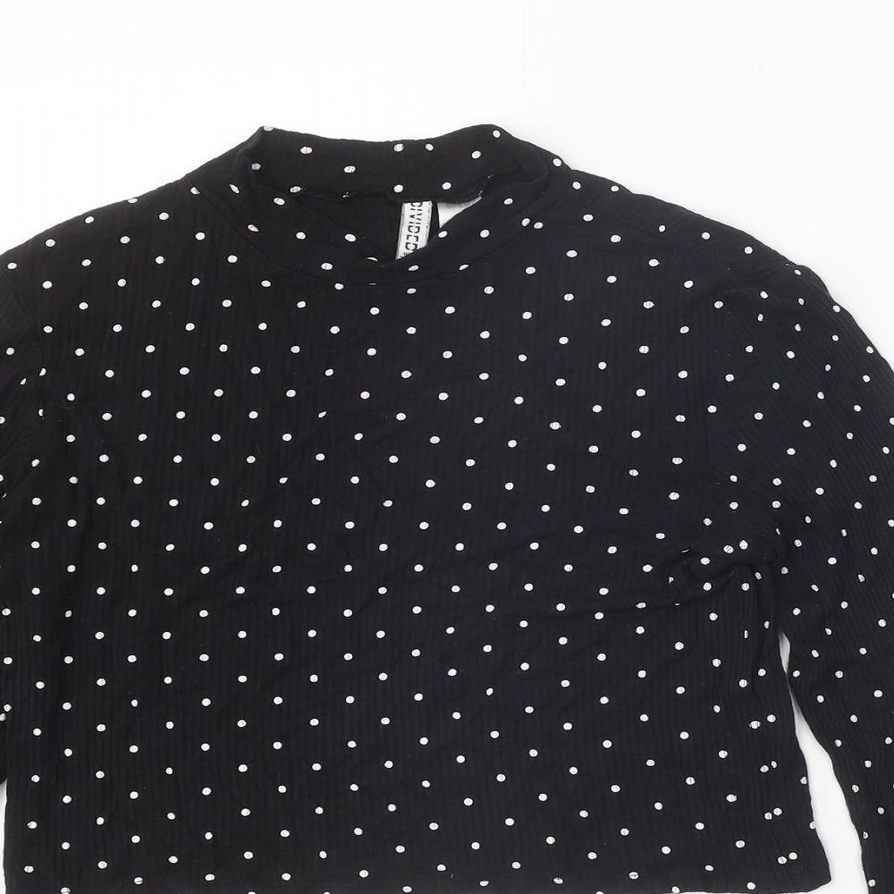 Divided Womens Black Mock Neck Polka Dot Viscose Pullover Jumper Size M