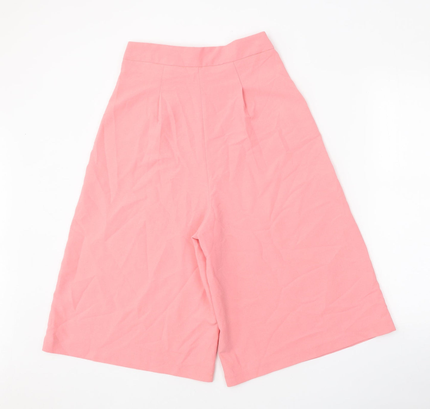 Boohoo Womens Pink Polyester Cropped Trousers Size 8 Regular Zip