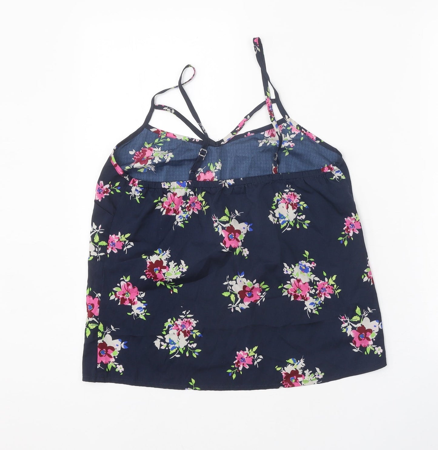 New Look Womens Blue Floral Polyester Camisole Tank Size 10 V-Neck