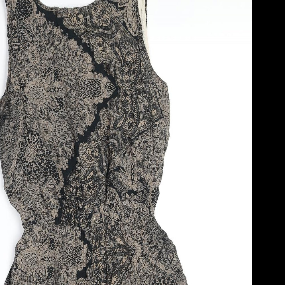 Preworn Womens Black Paisley Polyester Tank Dress Size S Boat Neck Pullover